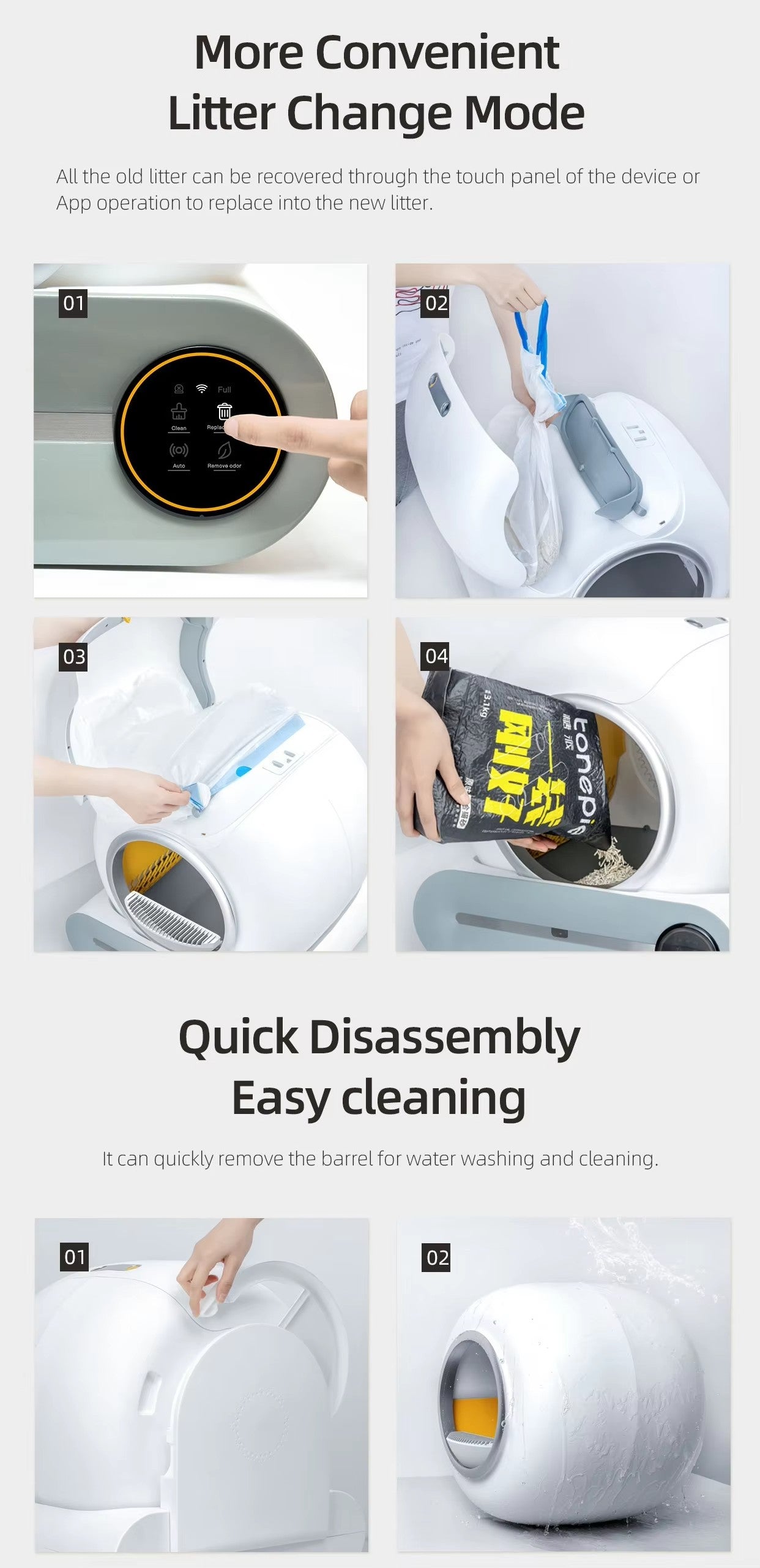 SCLB-XT-05 Self Cleaning Cat Litter Box 65L Large Capacity Smart Automatic Cat Litter Box With APP Control for Multiple Cats
