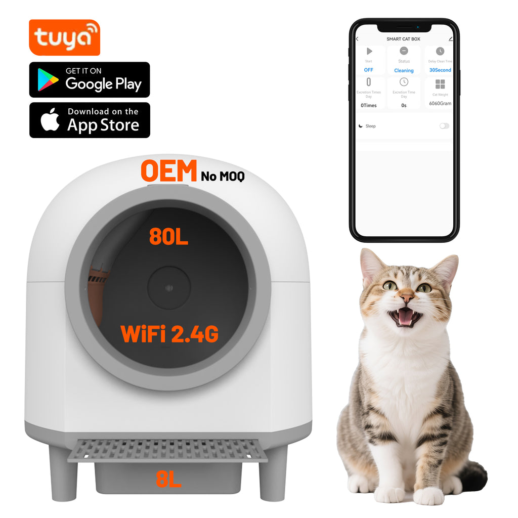 SCLB-XT-02 80L Large Self-Cleaning Cat Litter Box Low Noise App Wifi Control Intelligent Electric Automatic Cat Toilet Smart Cat Litter Box