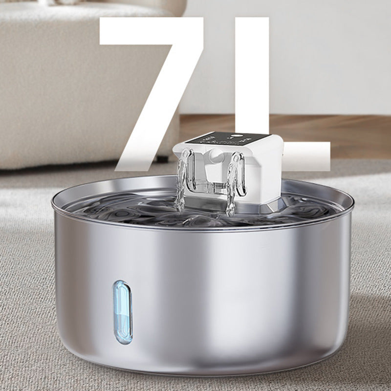 PWF-XT-05 Automatic 7L Stainless Steel Dog Water Fountain Visible Window Cordless Design