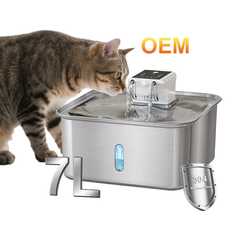 PWF-XT-04 Wireless Cat Water Fountain Stainless Steel 7L/236oz Quiet Dog Water Fountain with Motion Sensor