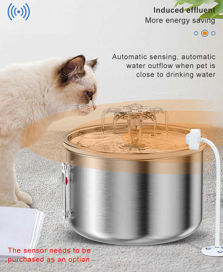 PWF-XT-07  Smart Cat Fountain Water Stainless Steel Automatic Pet Water Dispenser Ultra-Quiet Dog Drinking Water Fountain