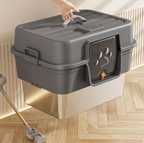 CLB-XT-02 Fully Enclosed Oversized Cat Litter Box Portable Stainless Steel & Plastic Toilet with Splash-Proof and Urine-Proof Accessory