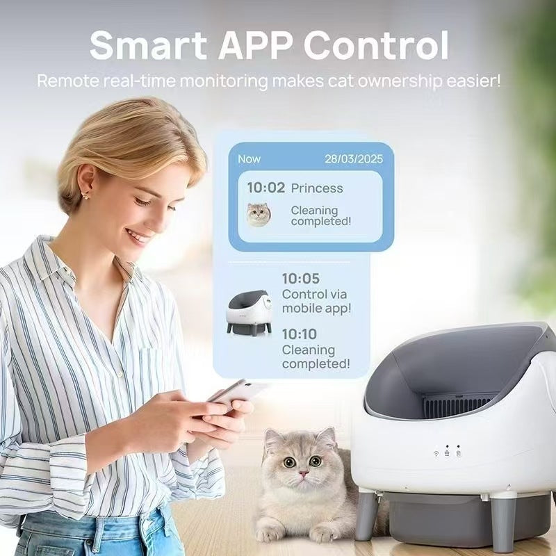 SCLB-XT-01  Open-Top Design Automatic Cat Litter Box APP Control Dual Safety Sensors Self Cleaning Litter Box