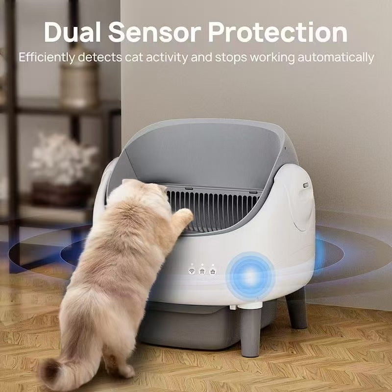 SCLB-XT-01  Open-Top Design Automatic Cat Litter Box APP Control Dual Safety Sensors Self Cleaning Litter Box