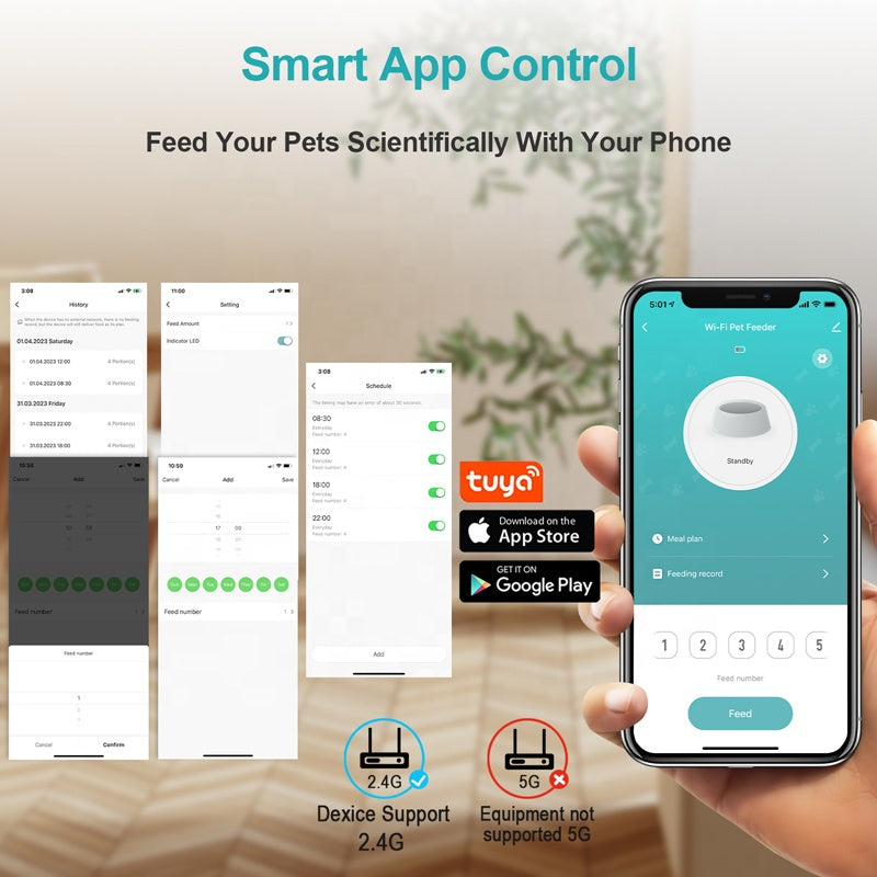 SPF-XT-02 Tuya App Remote Control 6L Cat Dog Automatic Wifi Smart Pet Feeder