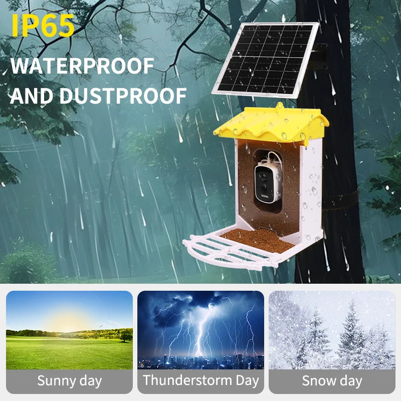 SBFC-XT-001/002 Smart Bird Feeder with HD Camera Outdoor Hanging Wifi Solar Powered Plastic Food Dispenser Charging Source Bowl