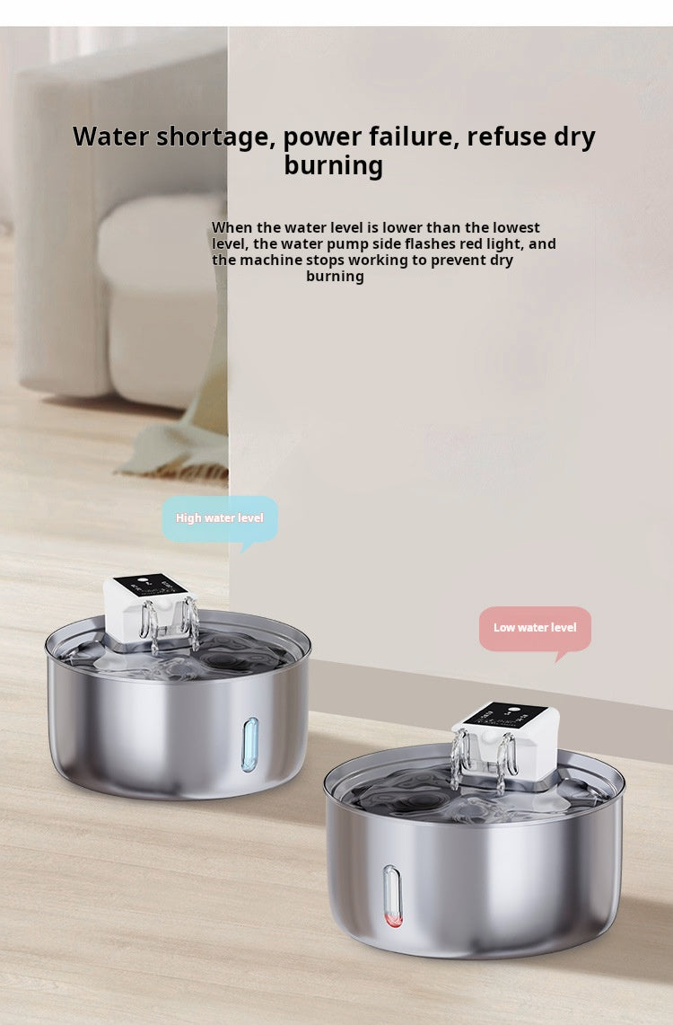 PWF-XT-05 Automatic 7L Stainless Steel Dog Water Fountain Visible Window Cordless Design