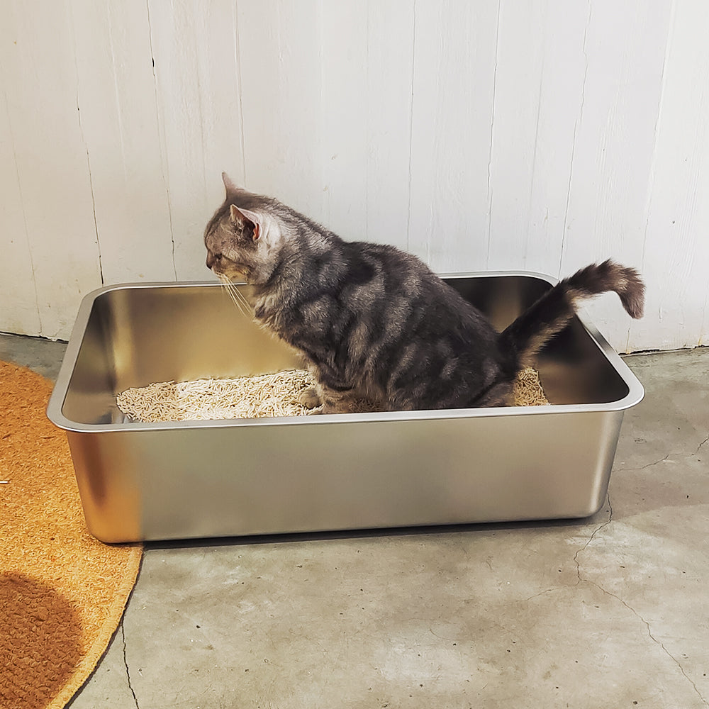 CLB-XT-03 Eco-Friendly Metal Pet Litter Box Cleaning Pan Big Size Stainless Steel Cat Litter Pan