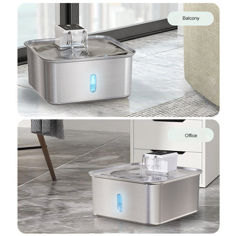 PWF-XT-04 Wireless Cat Water Fountain Stainless Steel 7L/236oz Quiet Dog Water Fountain with Motion Sensor