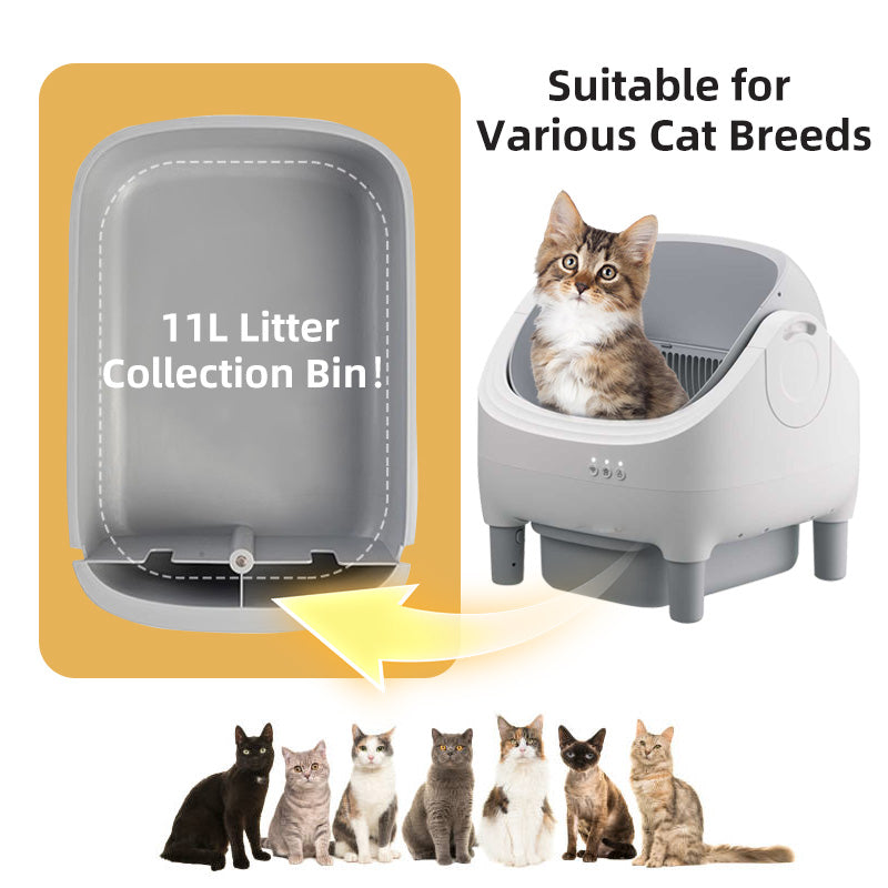 SCLB-XT-01  Open-Top Design Automatic Cat Litter Box APP Control Dual Safety Sensors Self Cleaning Litter Box