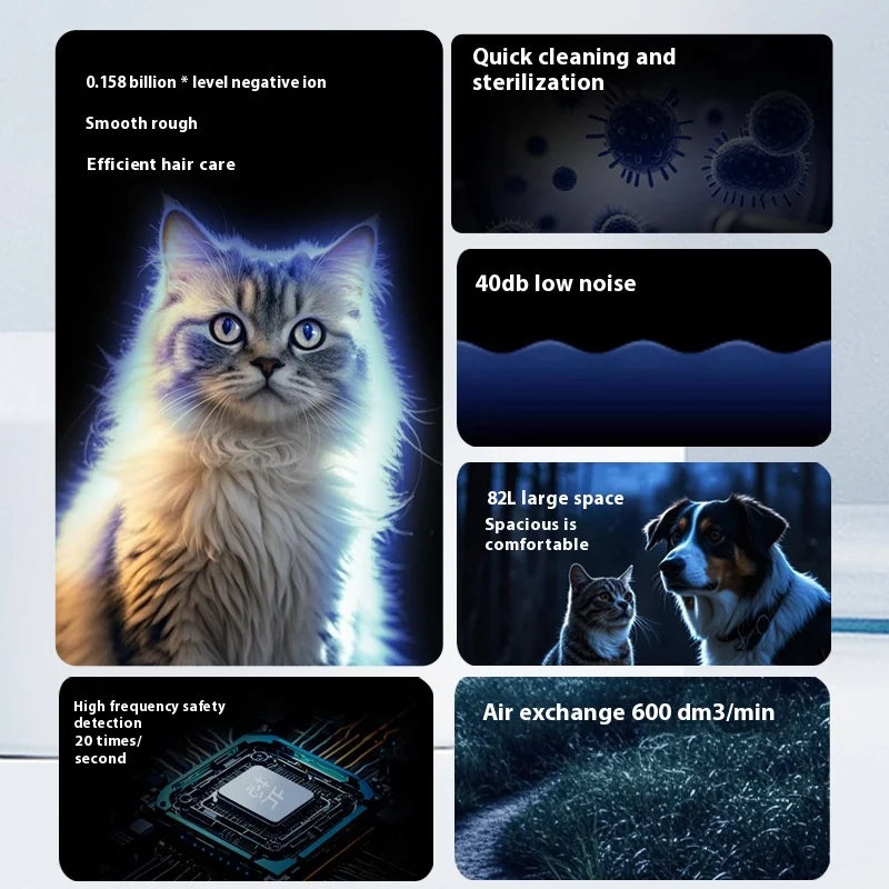 SPD-XT-04 82L Intelligent Dog Hair Dryer Double Wind Automatic Drying Box Eco-Friendly ABS Plastic Universal for All Pets