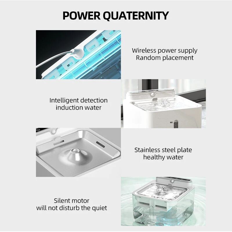 PWF-XT-02  Smart Automatic Pet Water Fountain 2L Recirculate Filtering Pet Drinking Dispenser for Dogs and Cats