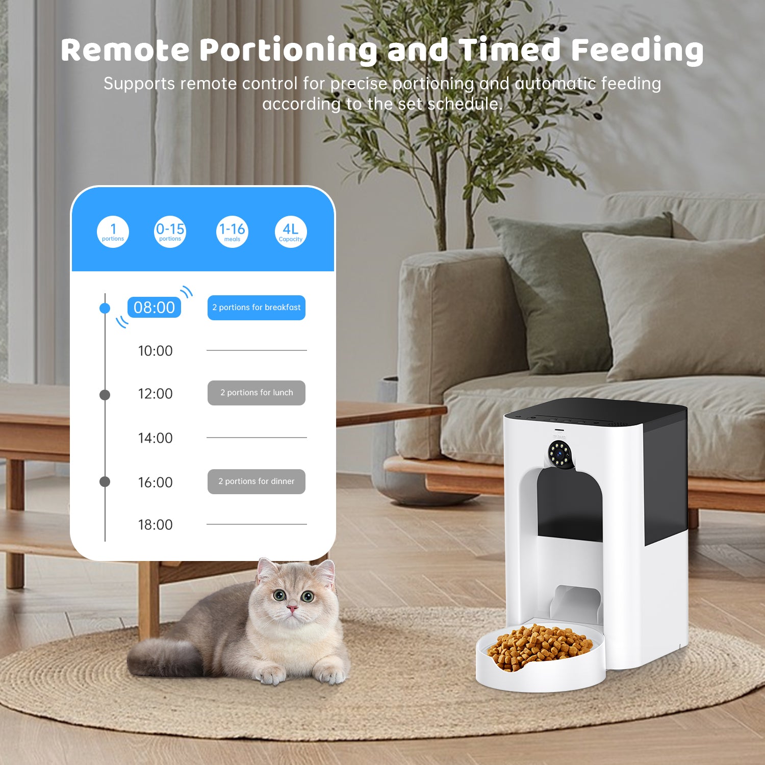 SPF-XT-10  Smart Pet Feeder with Camera Food Dispenser Timed Tuya 2K Video WiFi App Control Laser Tease Pet Voice Call