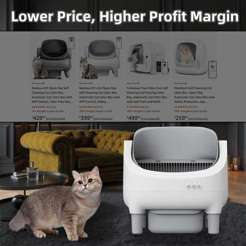 SCLB-XT-01  Open-Top Design Automatic Cat Litter Box APP Control Dual Safety Sensors Self Cleaning Litter Box