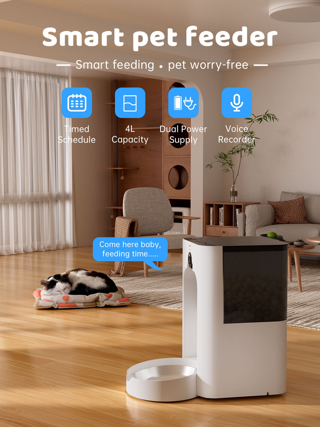 SPF-XT-10  Smart Pet Feeder with Camera Food Dispenser Timed Tuya 2K Video WiFi App Control Laser Tease Pet Voice Call