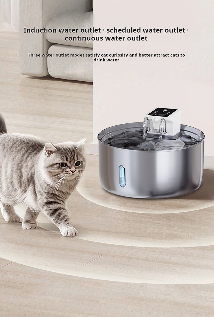 PWF-XT-05 Automatic 7L Stainless Steel Dog Water Fountain Visible Window Cordless Design