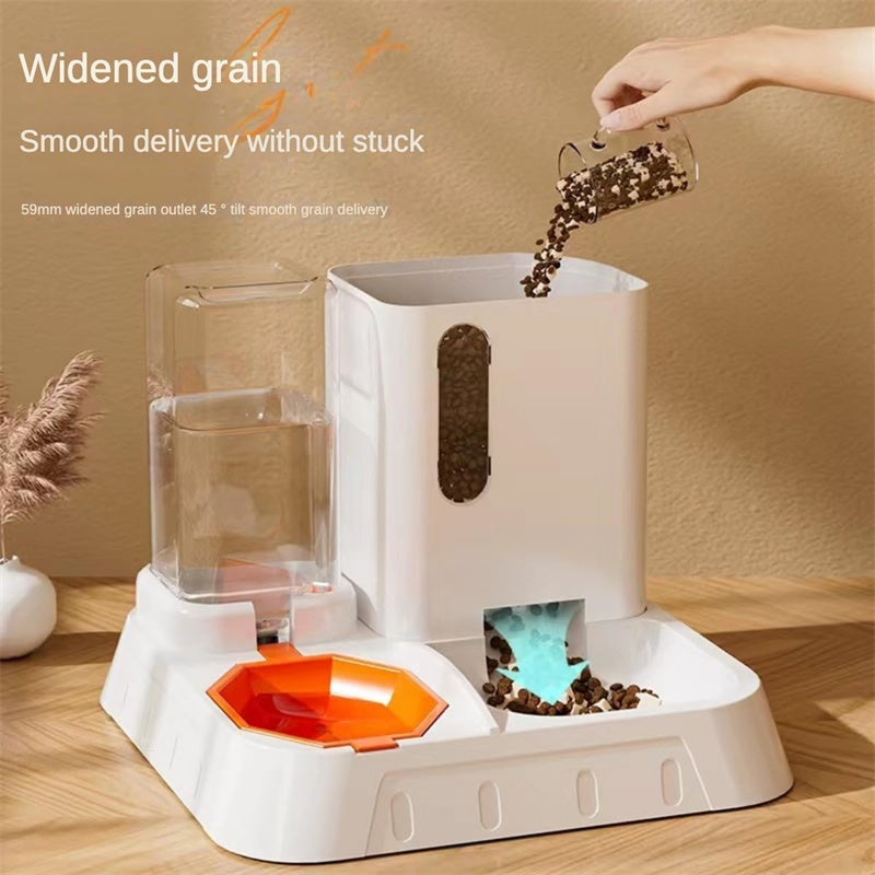 PF-XT-01 Automatic Cat Food Water Dispenser Set Gravity Pet Self Feeder for Indoor Small Medium Cats Dogs