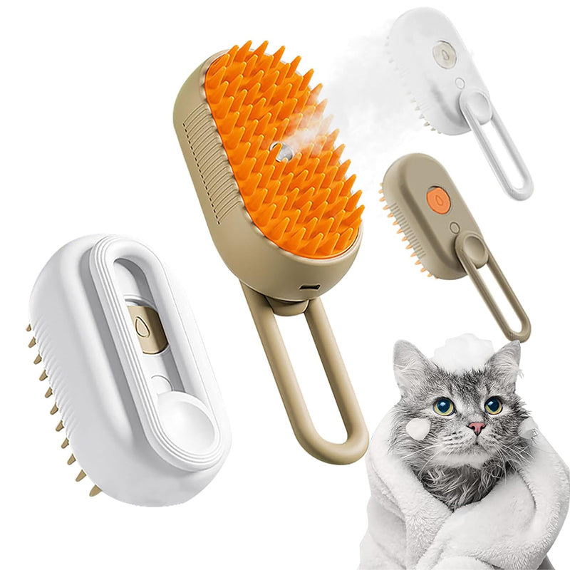 PG-XT-01  3 in 1 Foldable Mascotas Self Cleaning Pet Dog Cat Grooming Hair Brush With Water Spray Cat Steam Brush