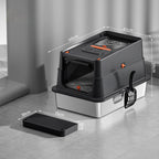 CLB-XT-02 Fully Enclosed Oversized Cat Litter Box Portable Stainless Steel & Plastic Toilet with Splash-Proof and Urine-Proof Accessory