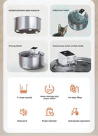 PWF-XT-05 Automatic 7L Stainless Steel Dog Water Fountain Visible Window Cordless Design