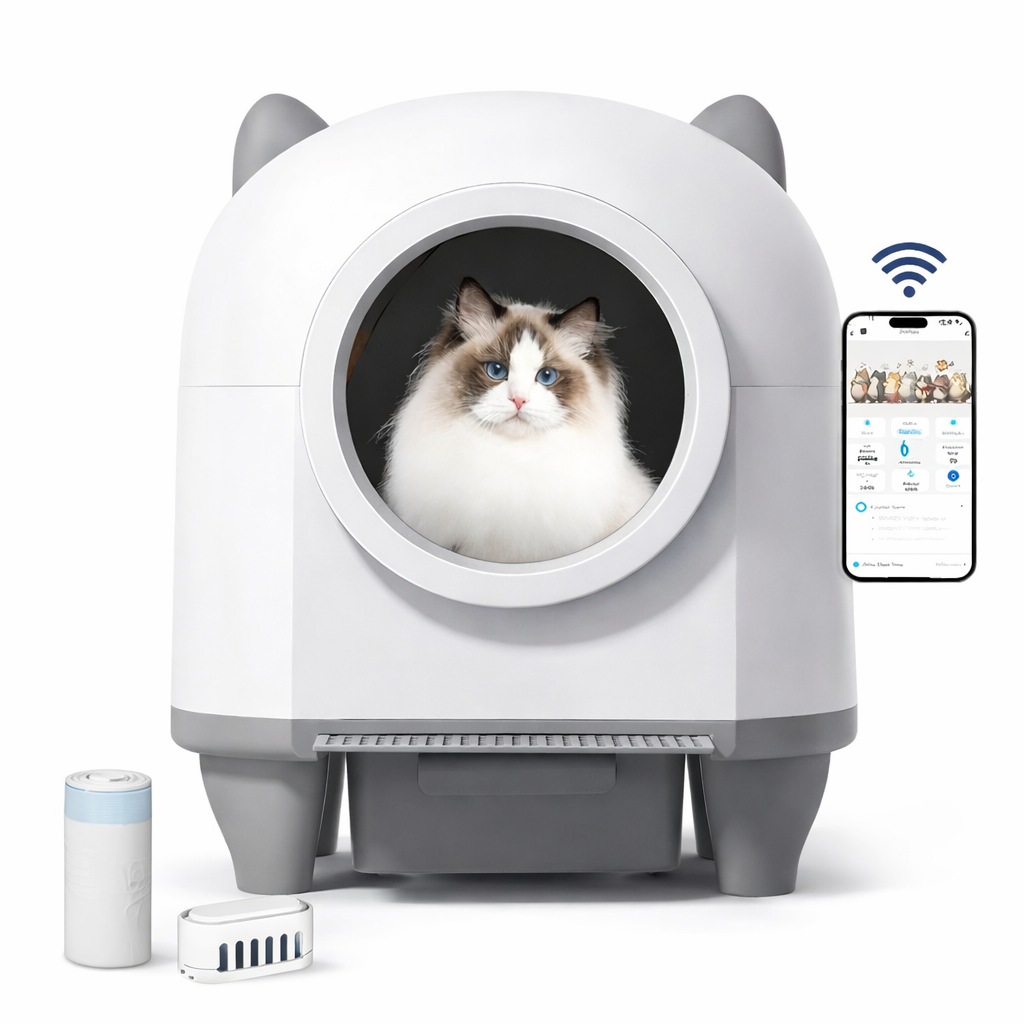 PXT-LB02-R Pet Products Smart APP Control Odor Removal Automatic Cat Litter Box Self Cleaning Litter Box for Multiple Cats OEM