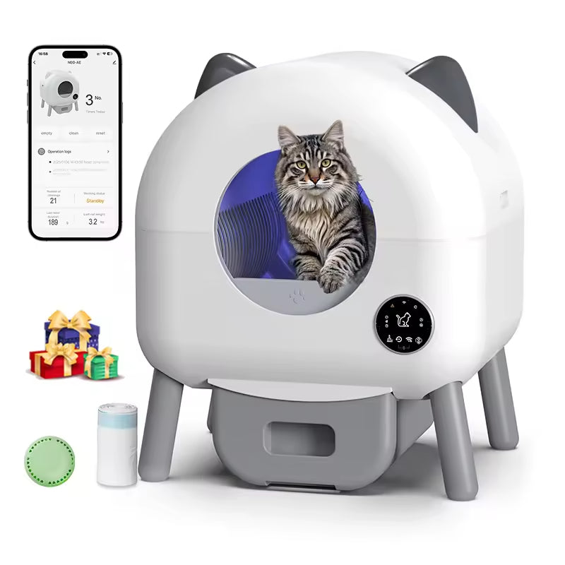 PXT-LB07E-R Self Cleaning Litter Box App Control Odor-Free Automatic Cat Litter Box Large Capacity Smart Litter Kitty Box for Multi-Cats OEM