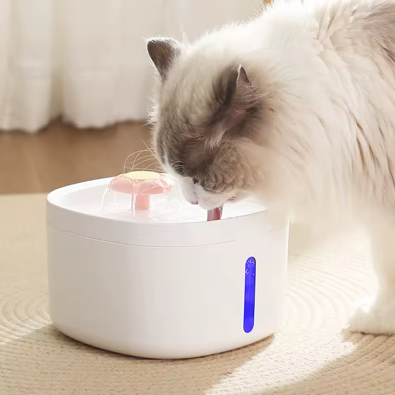 PXT-WF06   2.6L Ultra Quiet Cat Drinking Fountain with Filter Automatic Pet Water Fountain Cat Water Fountain with LED Light
