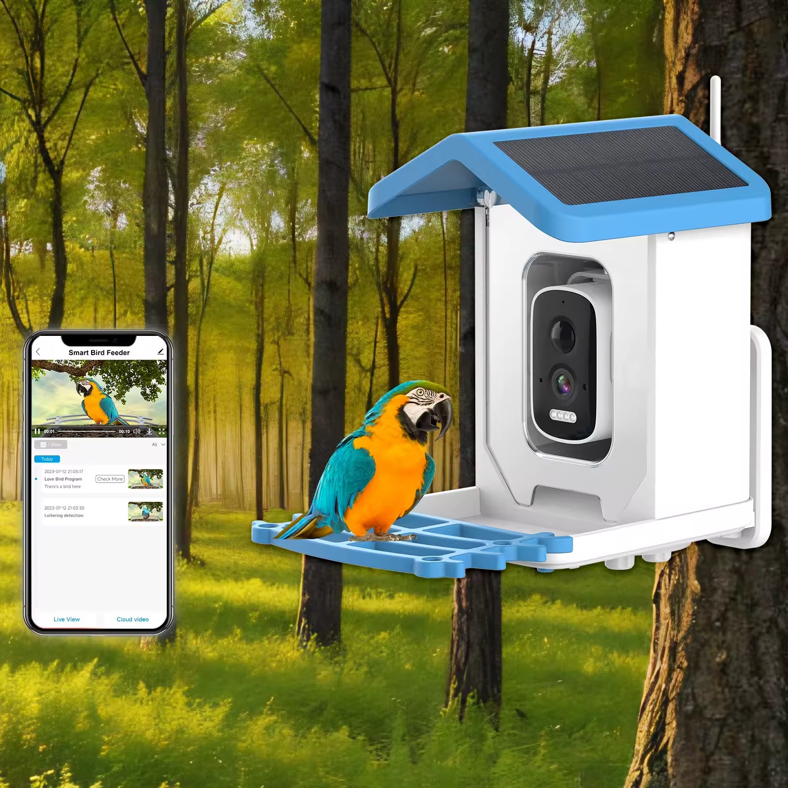 PXT-B02-S  Automatically Charged Intelligent Bird Feeder with Live View Camera Pet Bowl Feeder for Bird Lovers