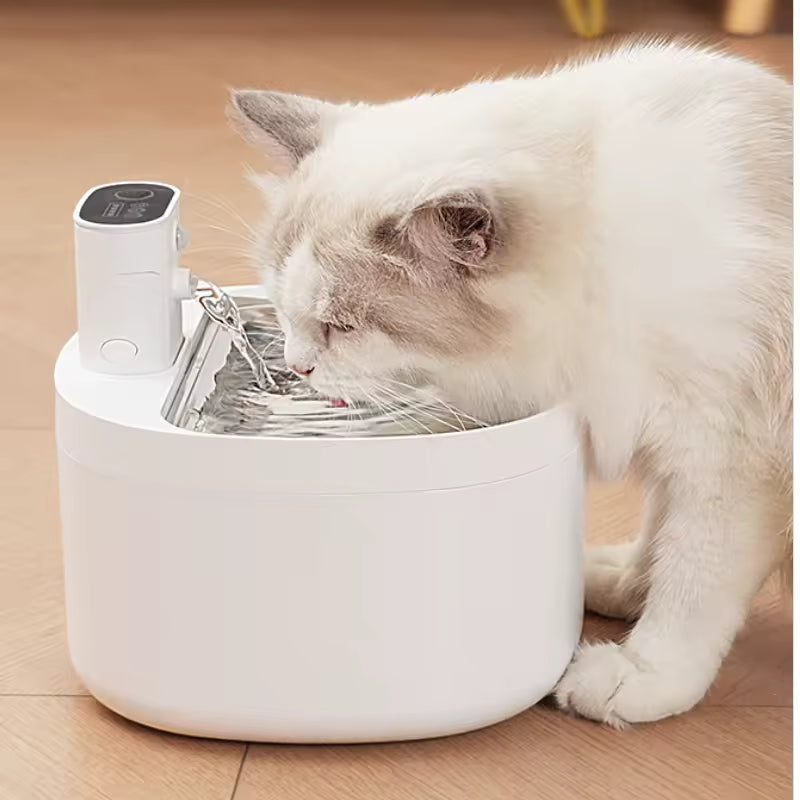 PXT-WF05  2.6LPet Smart Water Dispenser Wireless Induction Automatic Outlet Food Grade Stainless Steel Plastic Electric Charging Cat Water