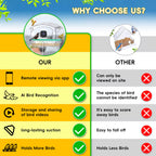 PXT-B01-AI  Smart Bird with AI Bird Recognition Eco-Friendly Plastic Window Bird Watcher Automatic Monitoring Camera Feeder