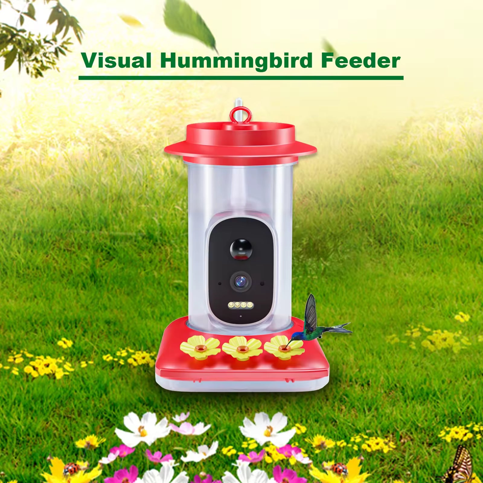 PXT-B08-S New Design Plastic Hummingbird Feeder with Camera Wide Mouth Outdoor Bird Watching Gift for Enthusiasts