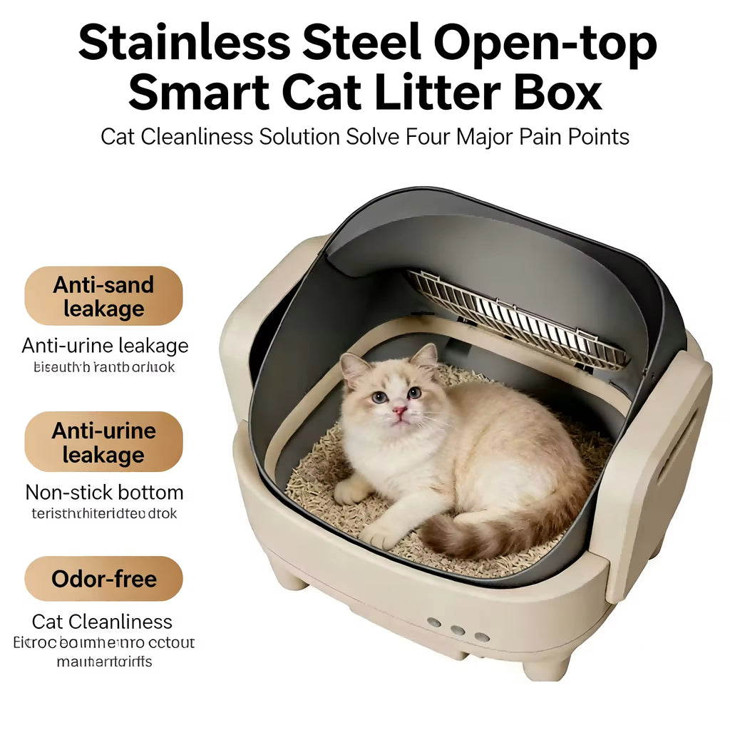 PXT-LB6-O  74L Stainless Steel Open top Smart Self-Cleaning Cat Litter Box,Automatic Cat Toilet Pet Supplies