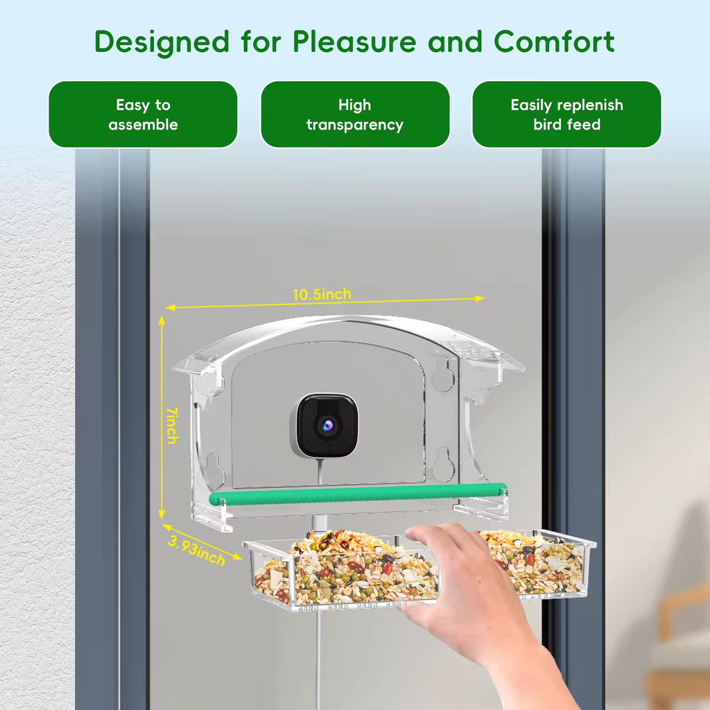 PXT-B01-AI  Smart Bird with AI Bird Recognition Eco-Friendly Plastic Window Bird Watcher Automatic Monitoring Camera Feeder