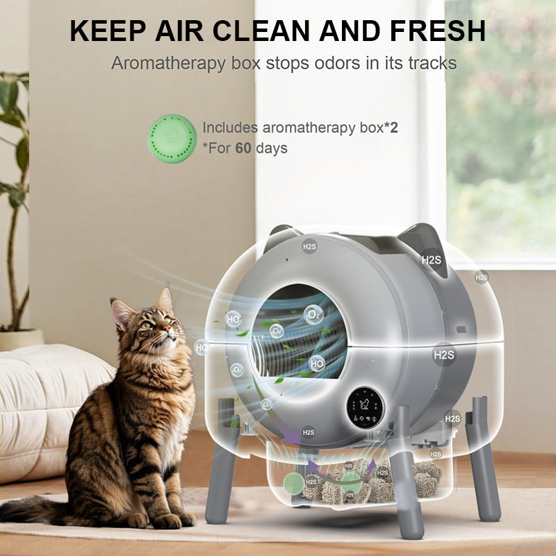 PXT-LB07E-R Self Cleaning Litter Box App Control Odor-Free Automatic Cat Litter Box Large Capacity Smart Litter Kitty Box for Multi-Cats OEM