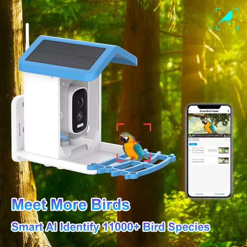 PXT-B02-S  Automatically Charged Intelligent Bird Feeder with Live View Camera Pet Bowl Feeder for Bird Lovers