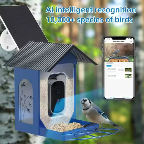 PXT-B11-S  1.5L IP66 Waterproof Outdoor Use AI Smart Bird Feeder Camera with Squirrel Proof Solar Powered 5MP HD Night Vision, App Control