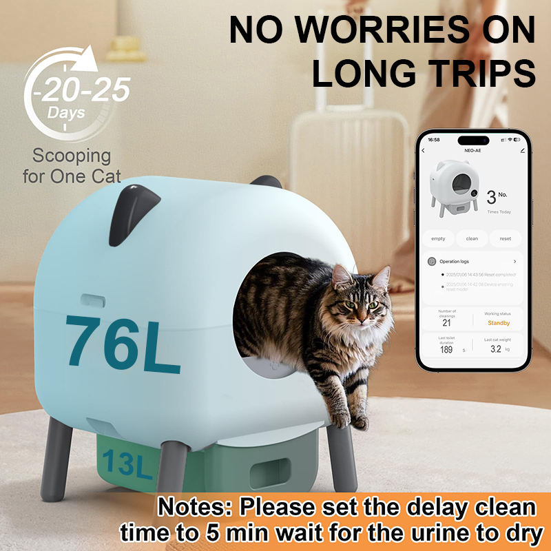 PXT-LB07E-R Self Cleaning Litter Box App Control Odor-Free Automatic Cat Litter Box Large Capacity Smart Litter Kitty Box for Multi-Cats OEM