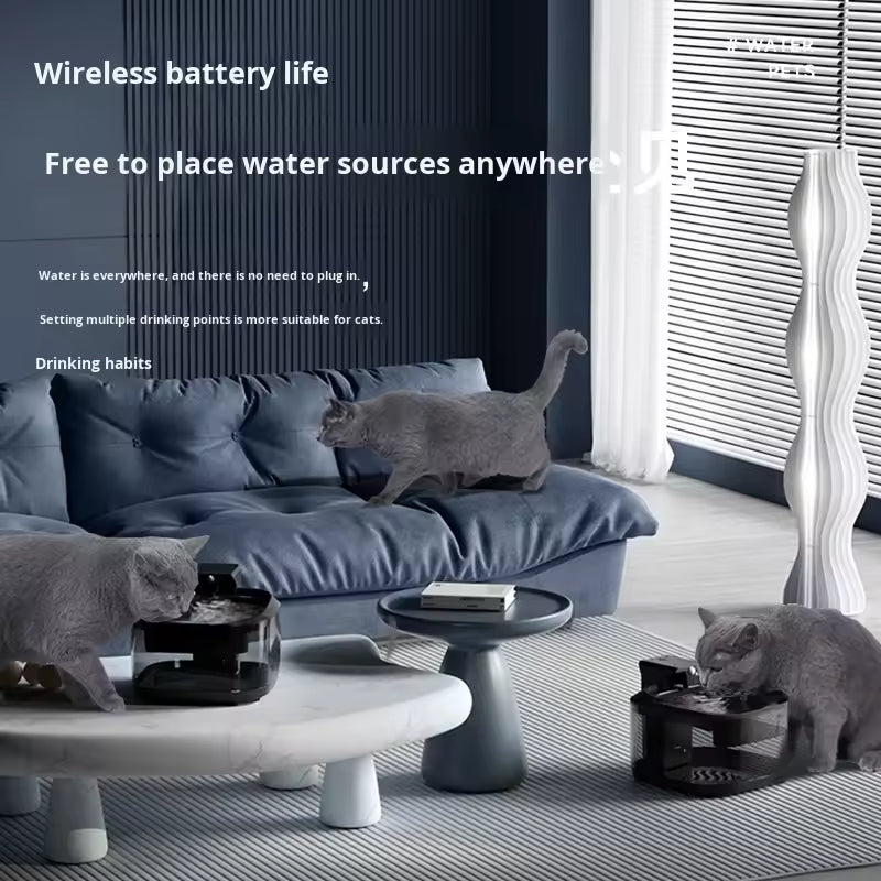 PXT-WF07  4.5 LSmart Rechargeable Cat Water Dispenser Large Capacity Non-Electric Automatic Filter Fresh Dog Bowl Cross-Border Hot Sale Plastic