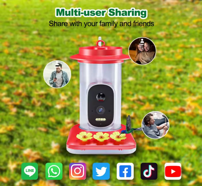 PXT-B08-S New Design Plastic Hummingbird Feeder with Camera Wide Mouth Outdoor Bird Watching Gift for Enthusiasts