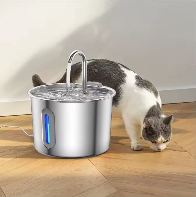 PXT-WF11-ST 2.2L Modern Stainless Steel Waterproof Indoor Cat Water Fountain with Faucet Spout Design Eco-Friendly & Durable Charge-Powered