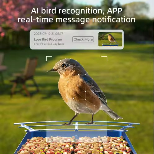 PXT-B11-S  1.5L IP66 Waterproof Outdoor Use AI Smart Bird Feeder Camera with Squirrel Proof Solar Powered 5MP HD Night Vision, App Control