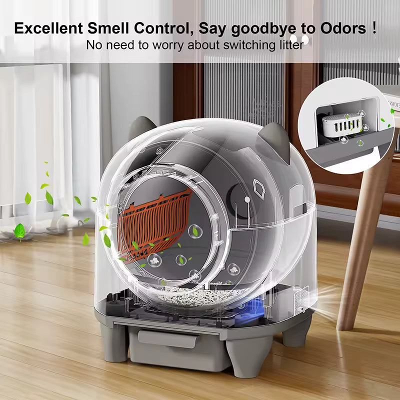 PXT-LB02-R Pet Products Smart APP Control Odor Removal Automatic Cat Litter Box Self Cleaning Litter Box for Multiple Cats OEM