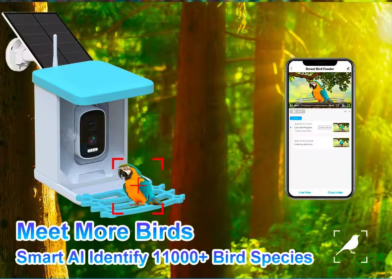 PXT-B04-S Wholesale Solar-Powered Intelligent Recognition Outdoors Automatic Bird Feeder with Night Vision Camera