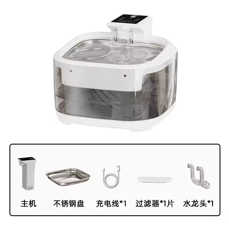 PXT-WF07  4.5 LSmart Rechargeable Cat Water Dispenser Large Capacity Non-Electric Automatic Filter Fresh Dog Bowl Cross-Border Hot Sale Plastic