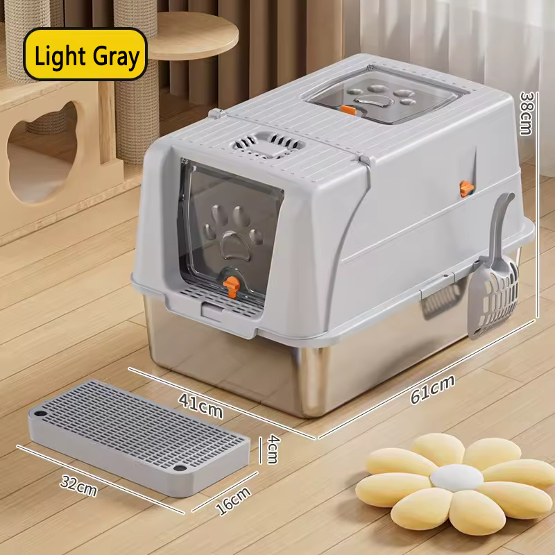 CLB-XT-01 Fully Enclosed Stainless Steel Cat Litter Box
