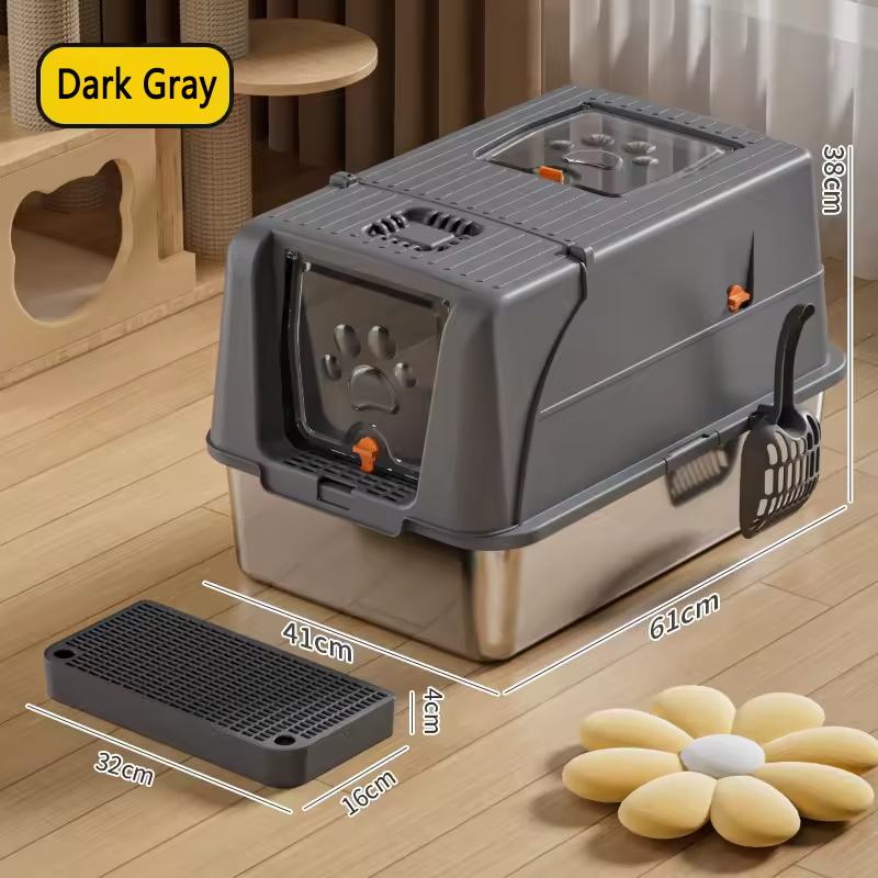 CLB-XT-01 Fully Enclosed Stainless Steel Cat Litter Box